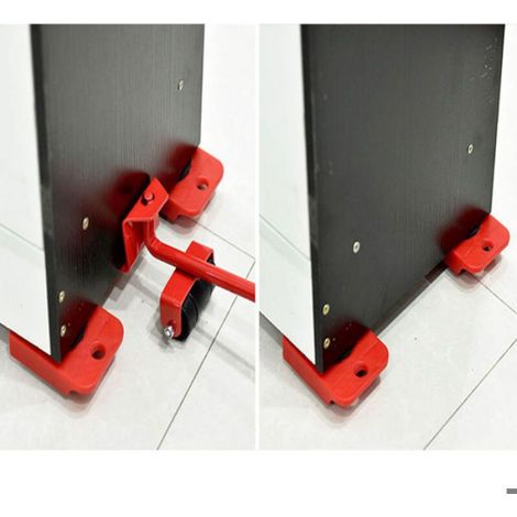 1 Ensemble Lève-meubles, Acier trempé, Rouleaux ABS, Support 90°, Déménagement intérieur (1/4)