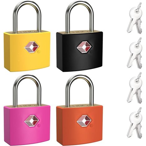 4er Set TSA Gepäckschlösser mit je 2 Schlüsseln, robust & wasserdicht