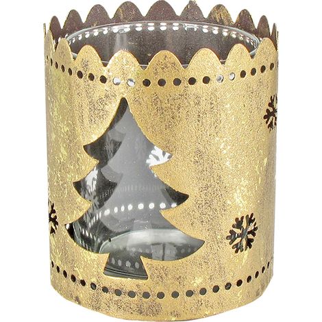 Bougie dorée de Noël, décoration en métal pour sapin de Noël, pour les fêtes