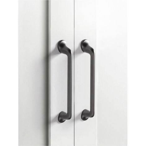 2er-Set Möbelgriffe, Schrankgriff, Schubladengriff, Küchenschrankgriff, grau, Lochabstand 96 mm, Zinklegierung (1/5)