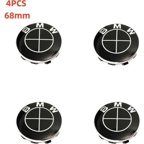 NURIA-Cache moyeu jante BMW 68mm-Enjoliveur centre roue-Convient pour le remplacement des enjoliveurs BMW-Tout noir (1/2)