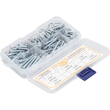 160 pièces vis auto-perçantes en acier carbone traitement zinc bleu tête fraisée Phillips fixation M4.2 pour bois (1/5)