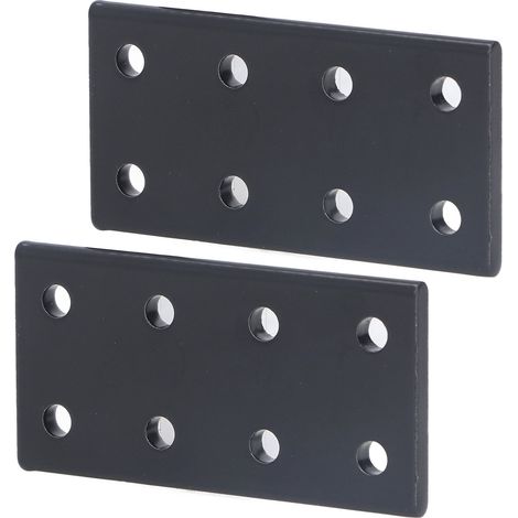 8-Loch-Verbindungsplatte aus Aluminium, 2 Stück, rechteckig, schwarz, für Tisch und Bett, robuster Verbinder (1/5)
