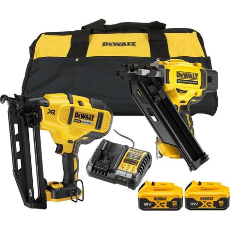 DeWalt DCK246P2-GB 18V Brushless Nailer Twin Pack With 2x 5.0Ah Batteries (1/5)