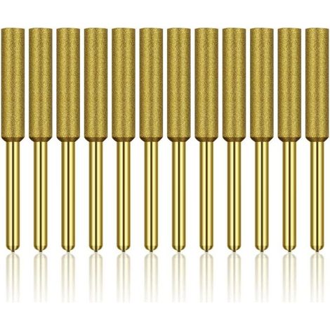 12-teiliges Set Diamant-Kettensägenschärfer, hochharte, titanbeschichtete Schleifscheiben, Kettensägen-Schärfsteine, 4,8 mm (3/16 Zoll).