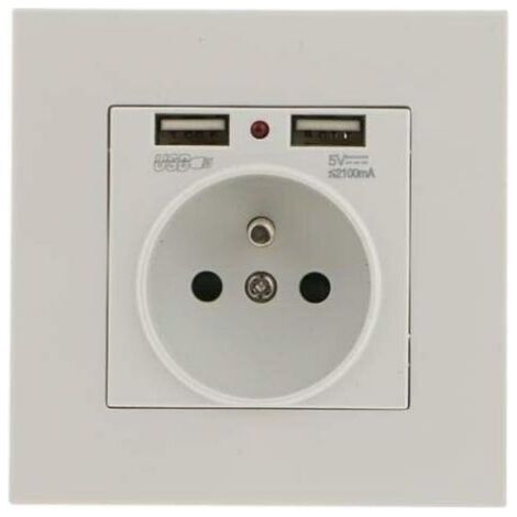 Lot de 2 Prises Murales, Prise Electrique Murale avec Double USB 5V/2100mA, Prise Encastrable avec 2 Ports de USB Pratique et Manialble (1/4)