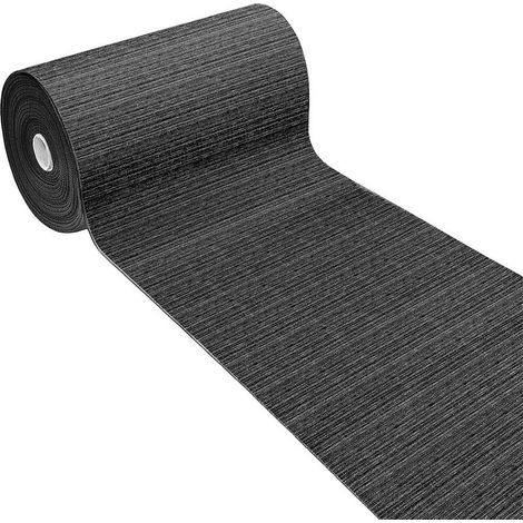 Tapis De Cuisine Au Mètre H50 Coureur Antidérapant Absorbant Rayé Couleur Unie - Noir (1/4)