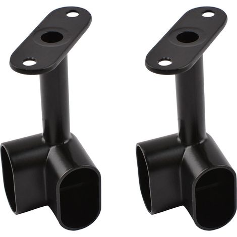 2 Pcs Oval Corner Cabinet Post Support Brackets 90° Heavy Duty Cupboard Accessories Hanger Rail Flange for Closet Pole, Black (1/5)