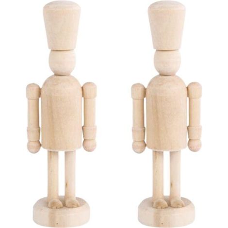 2 personnages casse-noisette en bois à peindre 13 cm