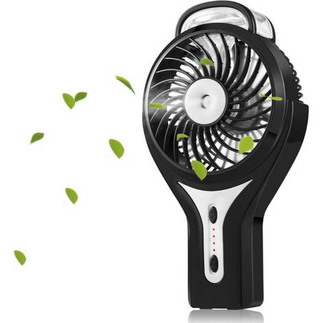Mini ventilateur brumisateur USB portable avec brumisateur de refroidissement personnel avec batterie rechargeable pour la maison, le bureau et les voyages, noir