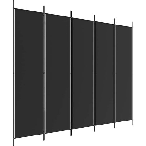 Cloison de séparation 5 panneaux Noir 250x200 cm Tissu (1/5)