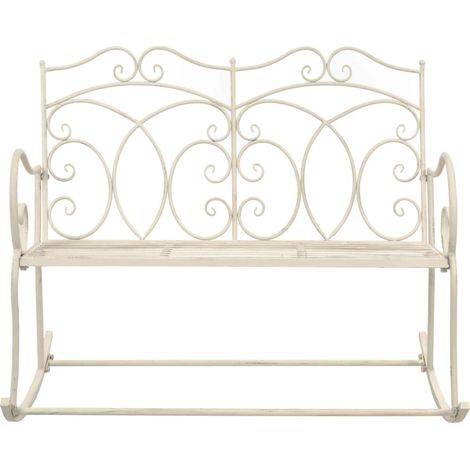 Banc de jardin Banc extérieur Banquette de jardin 104 cm Fer Blanc antique (1/5)