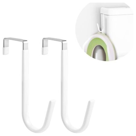2pcs Crochet de Porte sans Percage, Multifonctionnel Cintres de Porte en Forme de Z Sans Perceuse Crochet pour Vêtements Armoires Accrocher Siège d'Entraînement de Pot (Blanc) (1/5)