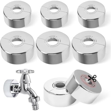 6 Pièces Rosace Mitigeur Douche Rosace Robinet Rosace Radiateur Amovible Cache Radiateur Cache Tuyau Radiateur Convient pour Diamètre de 20MM / 25MM / 32MM pour Robinets Tuyaux Tuyaux de Radiateur