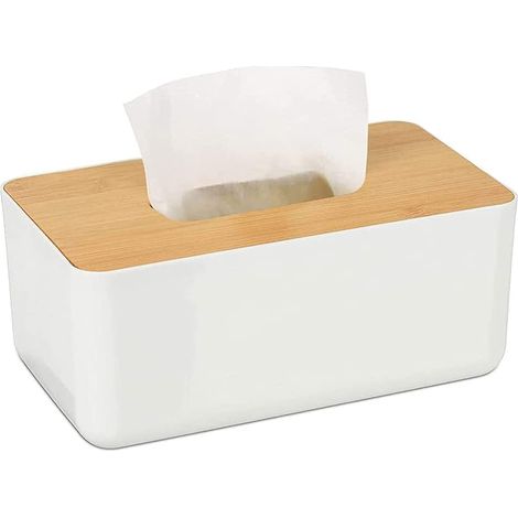Caja Para Pañuelos Rectangular - Madera Y Plástico PP - Diseño Nórdico Minimalista - Para Cocina Sala Baño Oficina - 23 X 13 X 10 Cm (1/5)