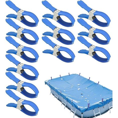 Pinces pour Bâche De Piscine - 12 Pièces Attaches Antidérapantes en Acier