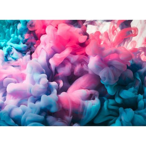 Papier peint panoramique pour chambre d'ado Tapisserie panoramique turquoise et rose Papier peint panoramique tendance fumée colorée (1/4)