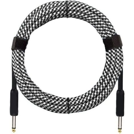 Câble guitare anti-parasite 3 m noir blanc, âme en cuivre pur, rallonge audio pour basse (1/5)