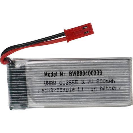 vhbw batteria con BEC per modellismo per es. macchine da corsa, elicotteri, aerei (800mAh, 3,7V, Li-Poly, 58 x 25 x 8 mm) (1/3)