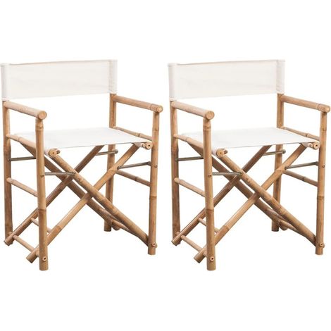FIMEI Chaise pliable 2 pcs Bambou et toile (1/5)