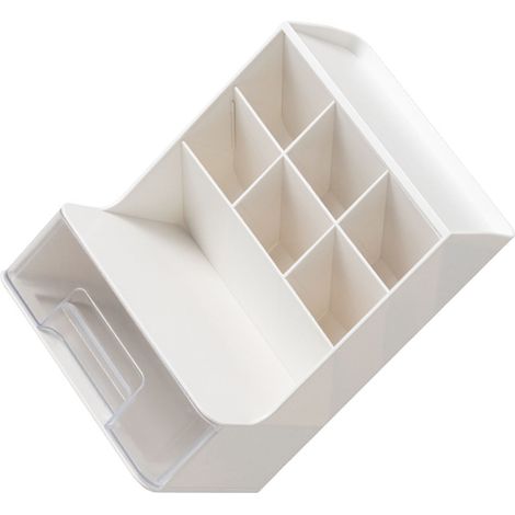 Boîte de rangement bureau multicompartiments porte-stylos avec tiroir transparent organisateur papeterie en plastique (1/5)