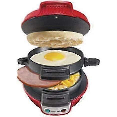 Appareil à mini-burgers et grille-pain à sandwichs - Machine à petit-déjeuner 3 en 1 rouge (1/3)