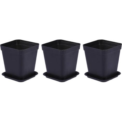 3 Stück quadratische Blumentöpfe aus Kunststoff mit
