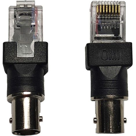Adaptateur convertisseur BNC femelle vers RJ45 mâle, coupleur de câble coaxial BNC vers RJ45, utilisé pour la transmission et le test de signaux. (1/5)