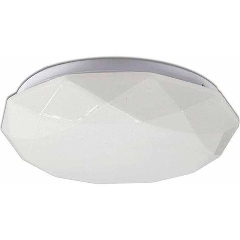 Plafoniera da soffitto lampada moderna 36 led 18 watt smd 5730 bianca con scocca lavorata e punti trasparenti luce calda 3000k (1/5)