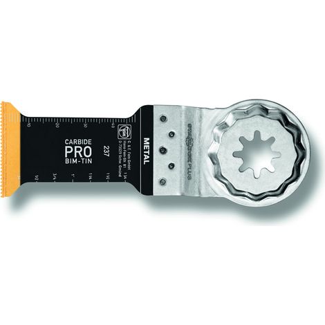 FEIN E-Cut Carbide Pro Lama da taglio in profondità, 5 pz., Larghezza 32 mm, Lunghezza 60 mm, Attacco Starlock Plus, Lama in metallo duro con rivestimento in TiN estremamente resistente all’usura (1/3)