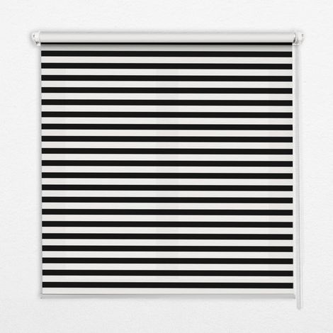 Innenrollo Fensterrollo - Rollo ohne Bohren - Sichtschutzrollo - Lichtdurchlässiges Rollo - Rechteckiges - Rollo - (100 cm x 140 cm) - Schwarze Streifen (1/5)