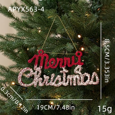 Décoration arbre de Noël en plastique lot 15 pièces - Style Lettres, Rouge et Argent (1/2)