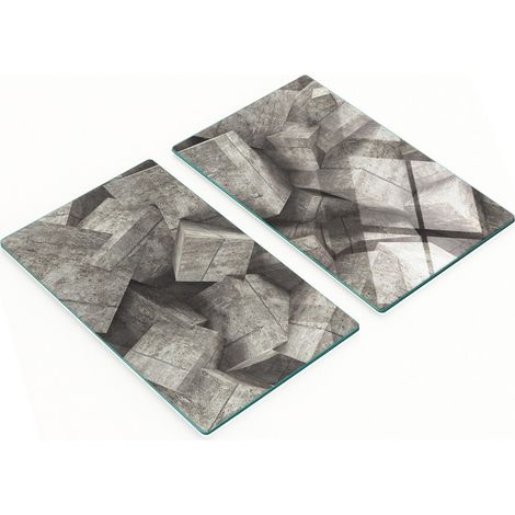 Tablas de cortar y servir decorativas de vidrio, cubos de hormig贸n de 2x30x52 cm