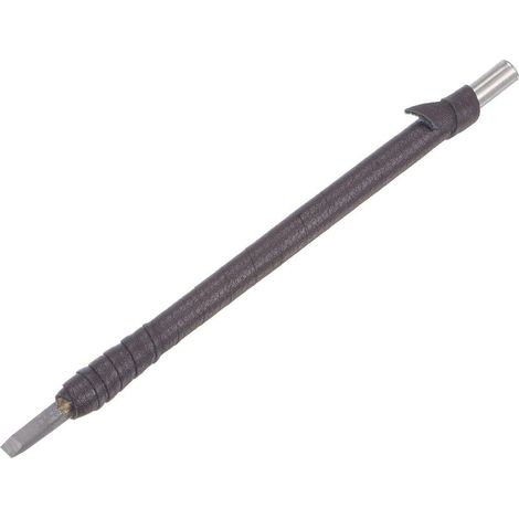 Scalpello per legno da 4 mm in carburo di tungsteno con punta piatta, utensile manuale per intaglio, lunghezza 150 mm, con manico in pelle e tessuto. (1/5)