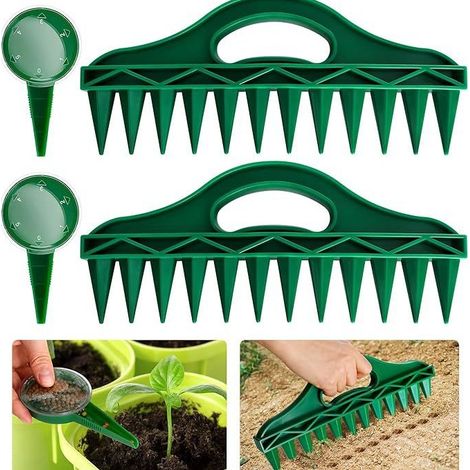 Semences à 12 trous, jardinière + distributeurs de graines, outil de jardinage durable et facile pour planter des graines, vert (4 pièces) (1/5)