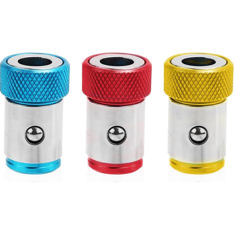 3pcs Anneau Magnétique Tournevis, Métal Embout Tournevis Magnétique Anneau Amovible Screwdriver Head Magnetic Ring pour Tournevis Hexagonal 1/4 Po et Embouts Électriques (1/5)