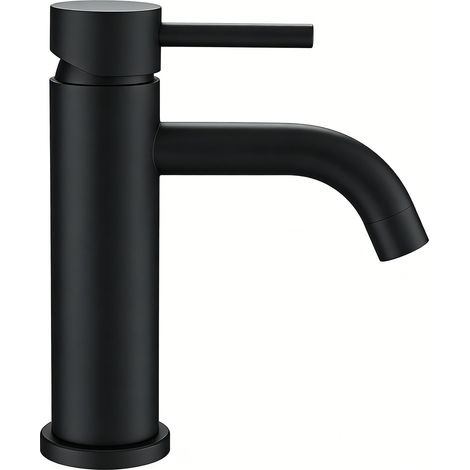 AICA Waschtischarmatur Niedriger Wasserhahn Bad Einhebelmischer Mischbatterie Waschbeckenmischer Schwarz Matt