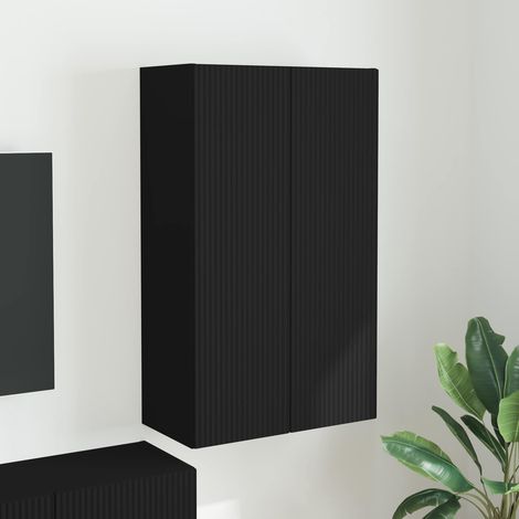 Meuble TV mural 2 portes Noir en bois d’ingénierie 59,5 x 31 x 100 cm - PANGIVO (1/5)