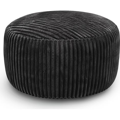 Pouf sacco oversize 100 x 100 x 50 cm in velluto a coste nero HOMVRA (1/5)