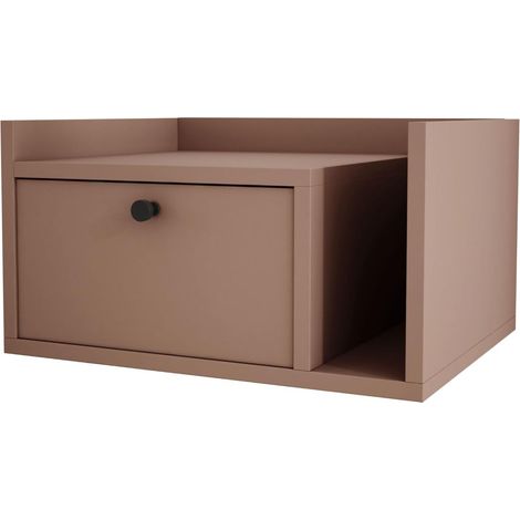Comodino con cassetto e maniglia dorata, colore CAJUN, 50 x 35 x 27 cm, lato sinistro (1/5)