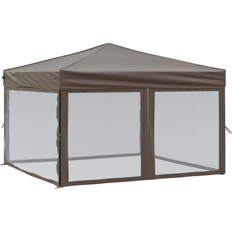 vidaXL Carpa para fiestas plegable con paredes gris taupé 3x3 m (1/2)