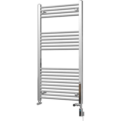 Zennor - Chrome Dual Fuel Towel Rail H1200mm x W600mm Thermostatic WIFI - Straight (1/3)