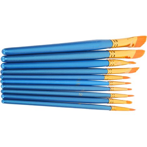 Ensemble de Brosses en Nylon pour Peinture Acrylique et Aquarelle, Manche Ergonomique Bleu (1/5)