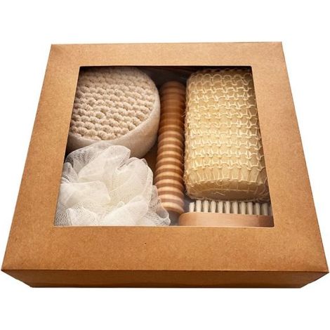 Ensemble salle bain 6 pièces – 22,5x22,5x6,3 cm – Serviette, brosse, pierre ponce – Hygiène (1/4)
