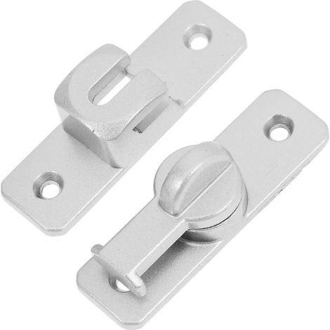 Loquet de porte à charnière argent en alliage d'aluminium – verrou coulissant sans perçage, montage simple, conçu pour portes de grange et espaces professionnels (1/5)