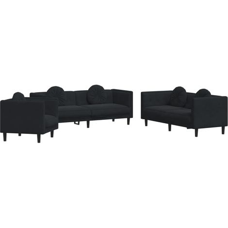 Maison Exclusive - Set di Divani 3 pz con Cuscini Nero in Velluto