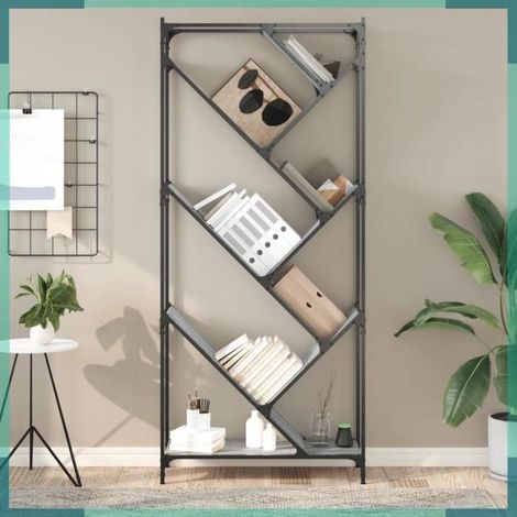 Bibliothèque - 845434 - sonoma gris - bois d'ingénierie & métal - 79x30x180 cm (1/5)