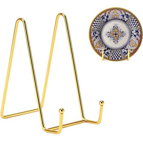 Portapiatti - Espositore - Supporto - Piatto decorativo - Libreria - Gancio - Piatto - Mensola - Mobile - Metallo - Oro (1/5)