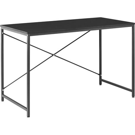 Desk Black MDF Tabletop Powder Coated Iron Legs and Frame Home Office Modern Industrial ANDASTE