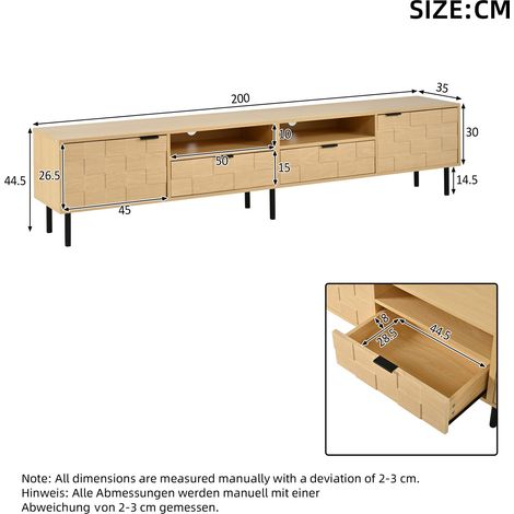 Couchtisch aus MDF in Natural 200 x 35 x 44.5 cm HOMAIRE (1/5)
